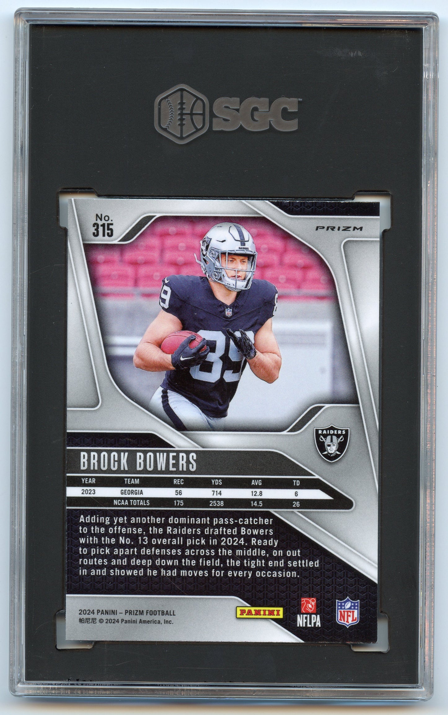 2024 Prizm Brock Bowers Silver SGC 10