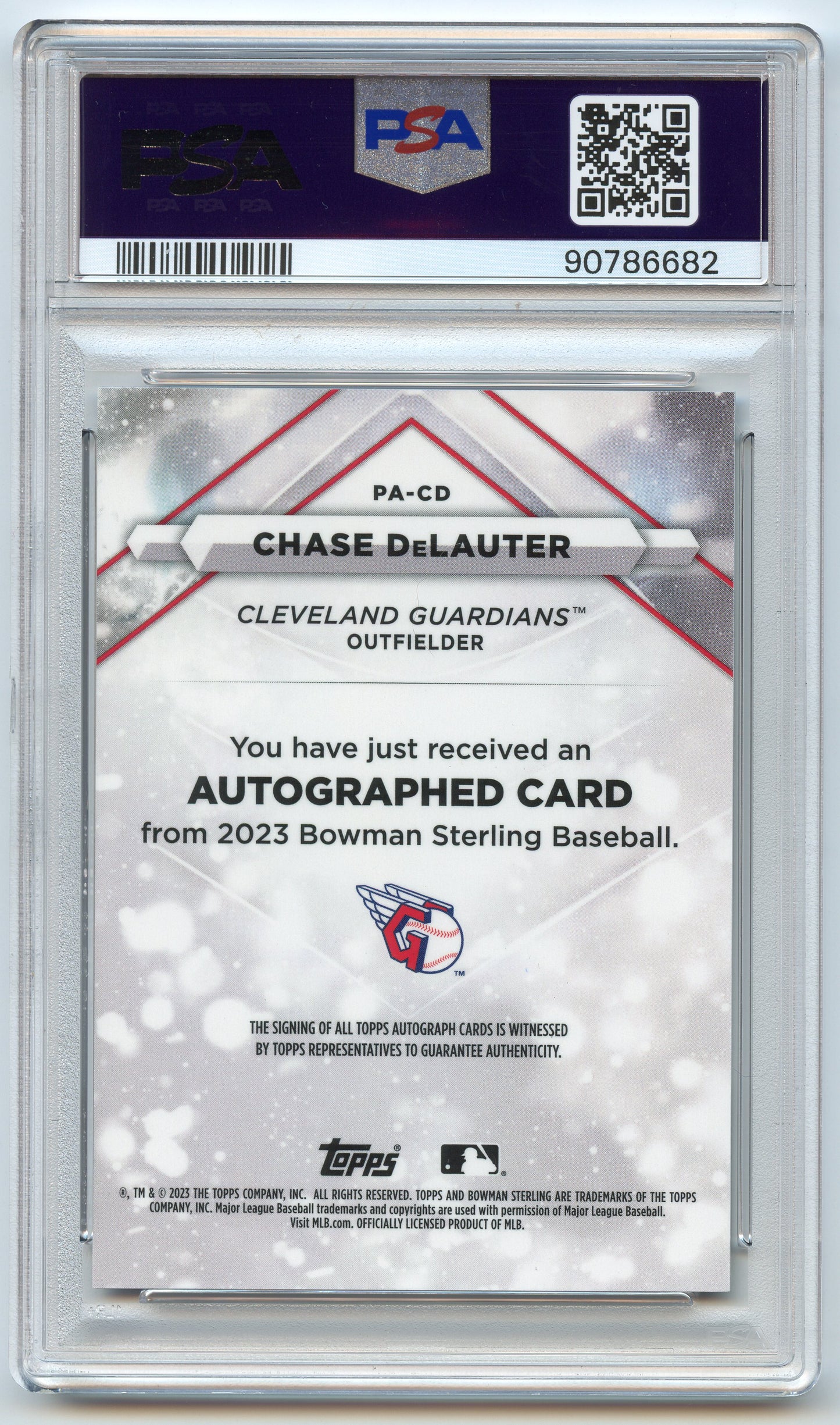 2023 Bowman Sterling Chase DeLauter Auto PSA 10