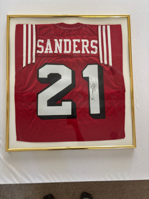 Deion Sanders Framed Autograph 49ers Jersey