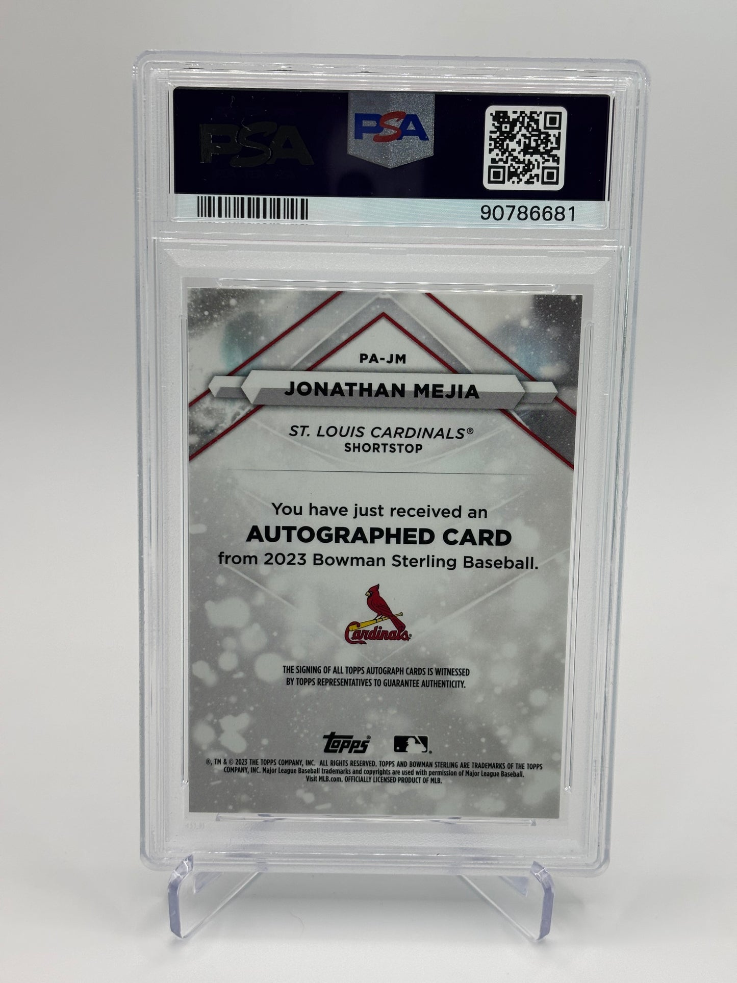 Jonathan Mejia 2023 Bowman Sterling Prospect Auto PSA 10