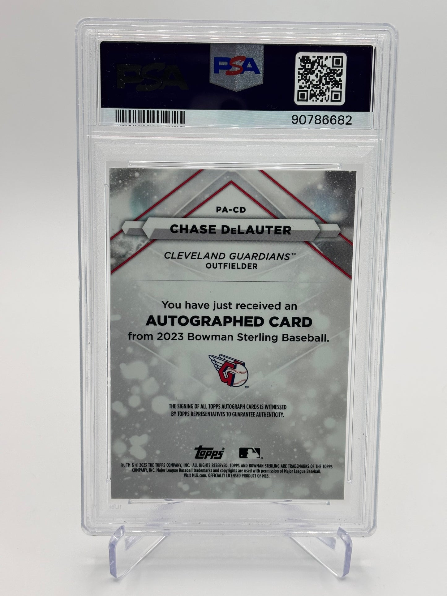 Chase DeLauter 2023 Bowman Sterling Prospect Auto PSA 10