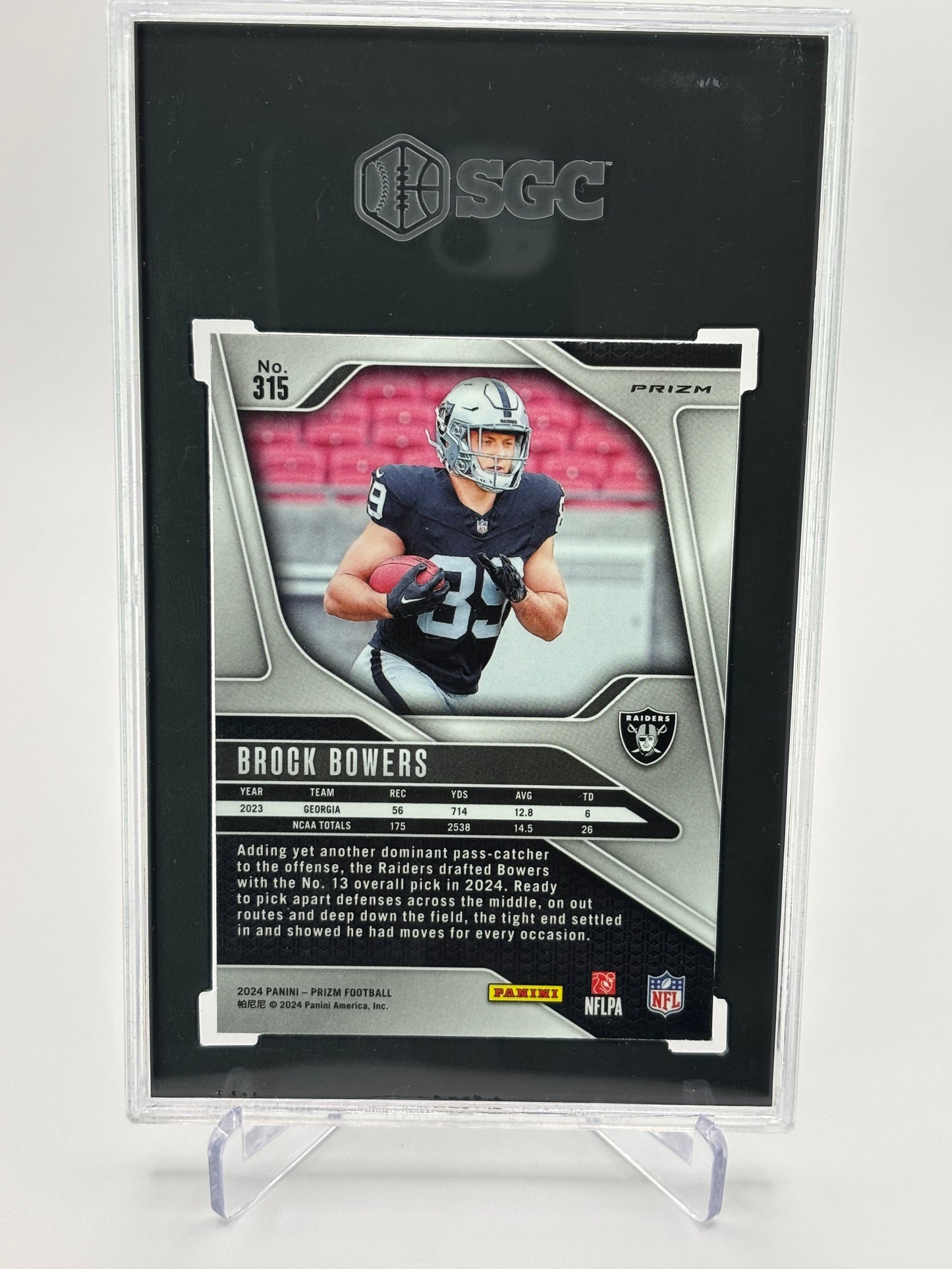 Brock Bowers 2024 Panini Prizm Silver SGC 10