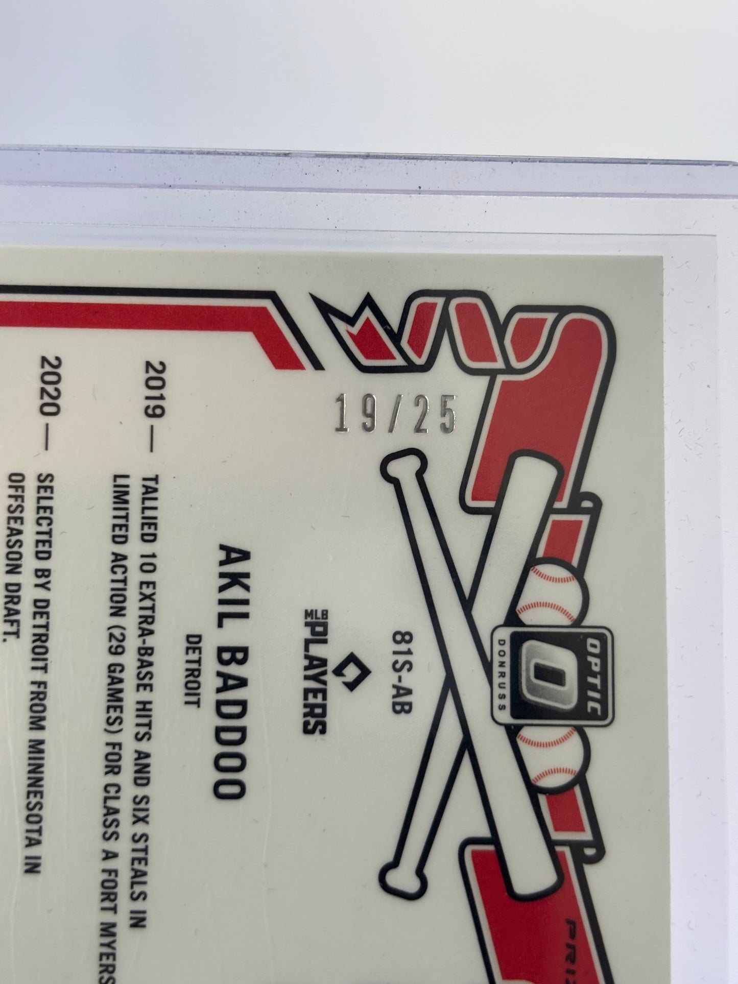 Akil Baddoo 2022 Donruss Optic Retro 1981 Signatures Purple Mojo #19/25