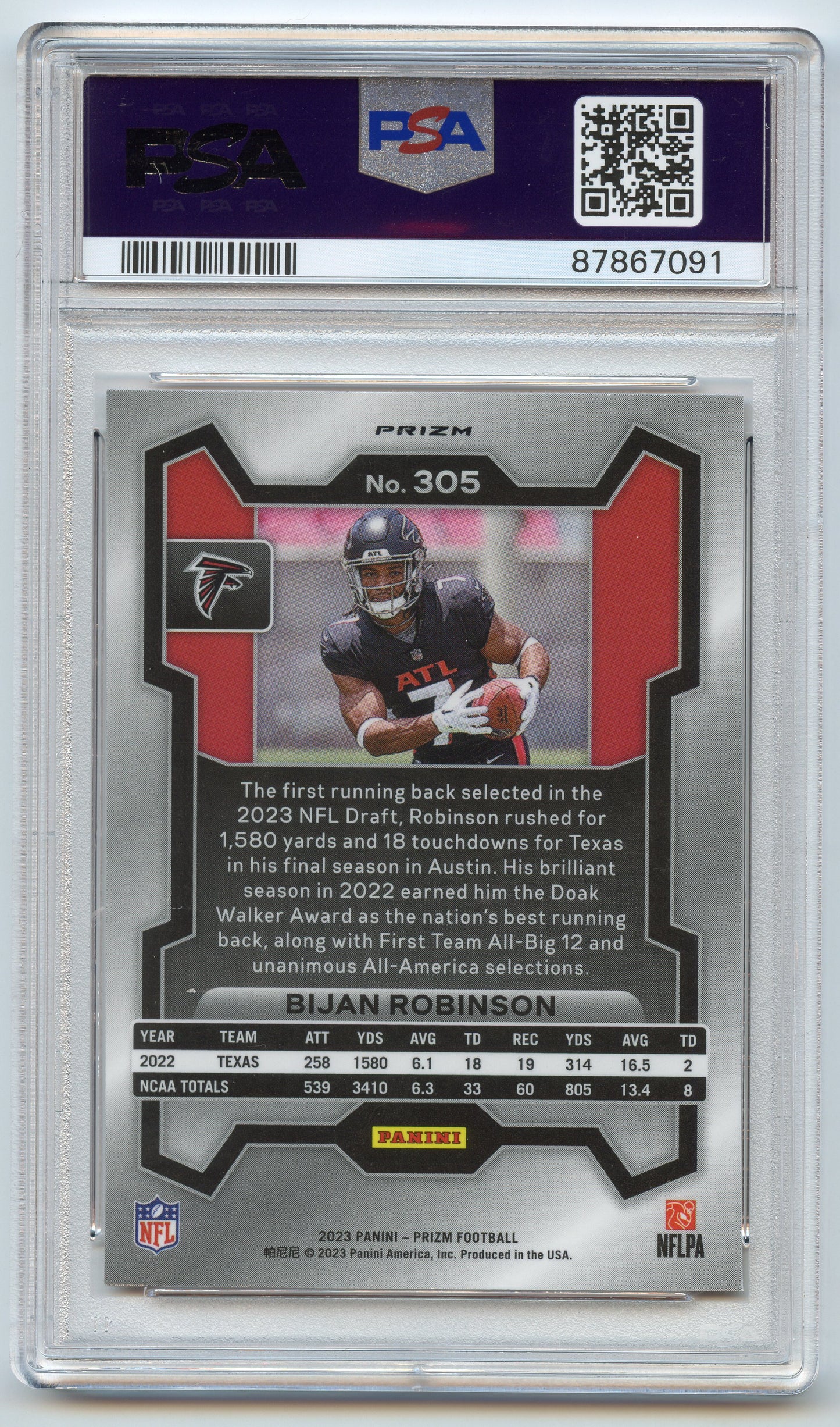 2023 Prizm Bijan Robinson Lazer PSA 10