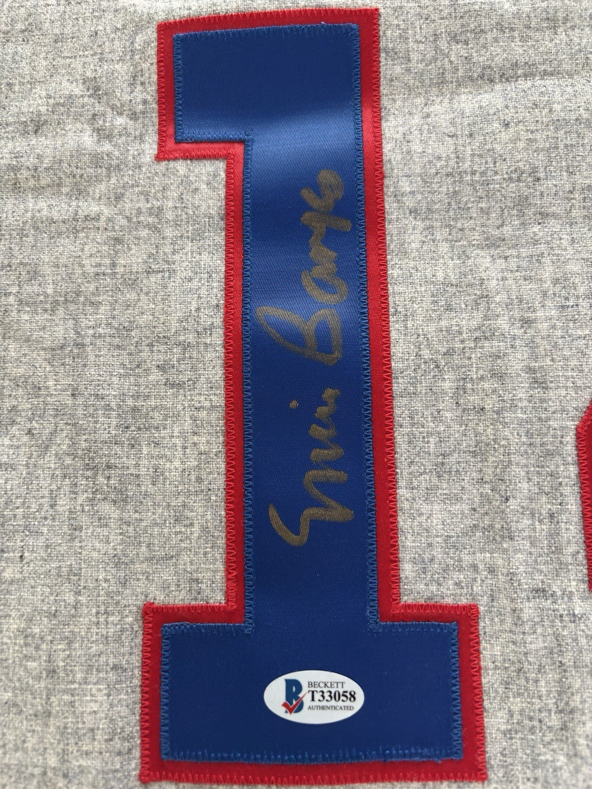 Ernie Banks Mitchell & Ness Autograph Cubs Jersey Beckett COA