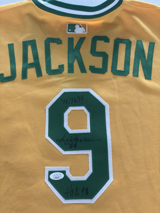 Reggie Jackson Autograph A’s Jersey w/ HOF Inscription JSA COA