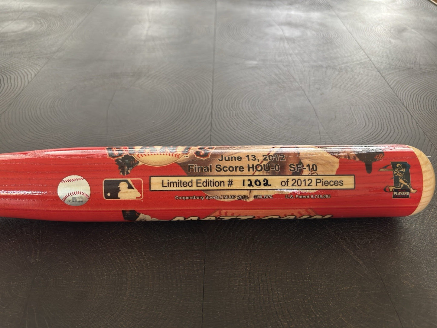 Matt Cain 1st Perfect Game Limited Edition Bat #1202/2012 MLB Authenticated