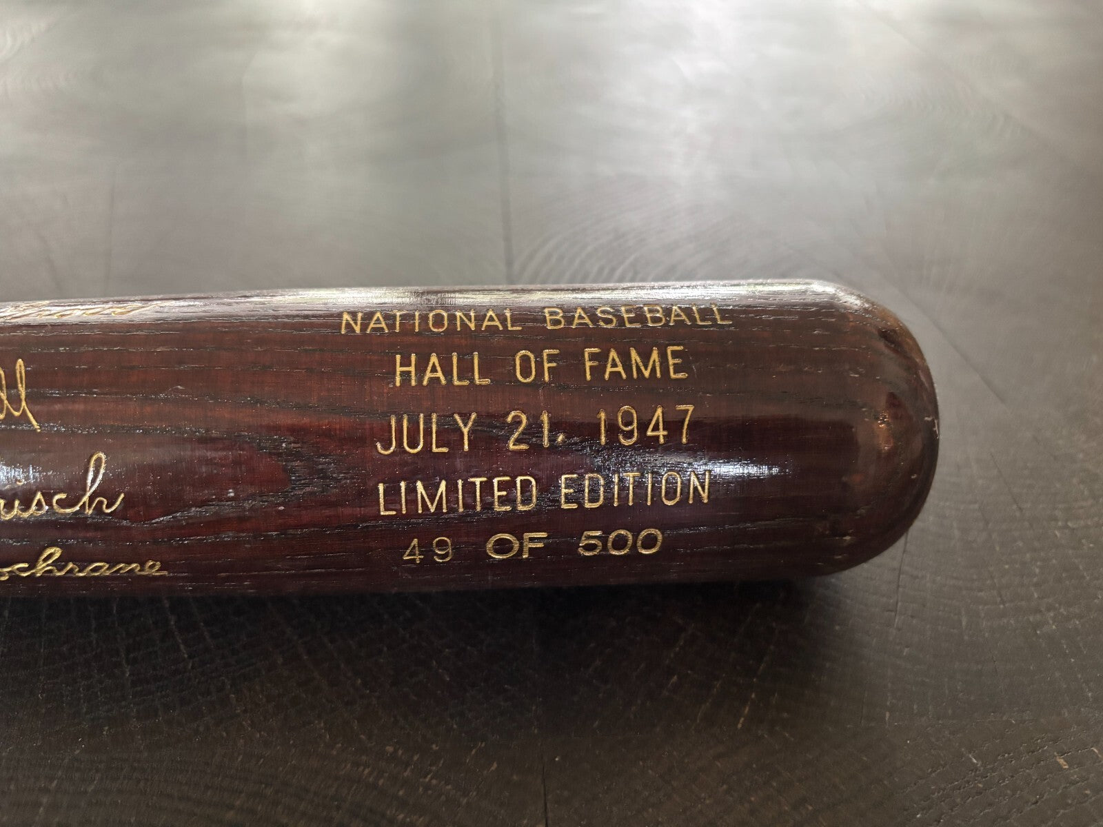 1947 National Baseball HOF Induction Bat Limited Edition 49/500