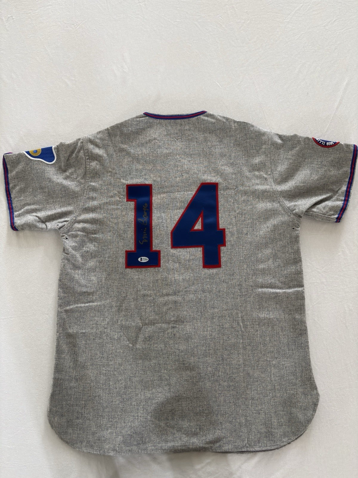 Ernie Banks Mitchell & Ness Autograph Cubs Jersey Beckett COA