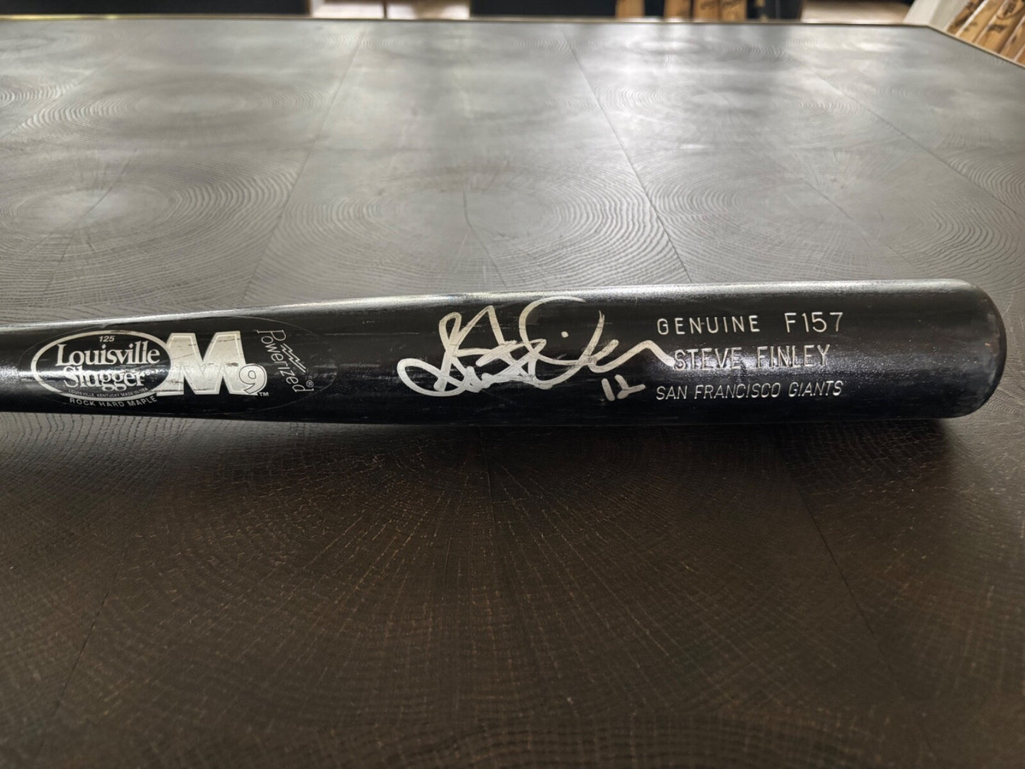 Steve Finley Black Louisville Slugger M9 Autograph Bat