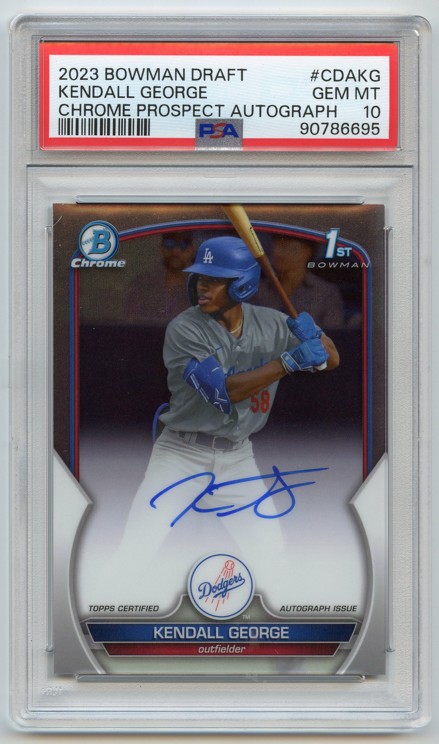 2023 Bowman Draft Chrome Kendall George Auto PSA 10