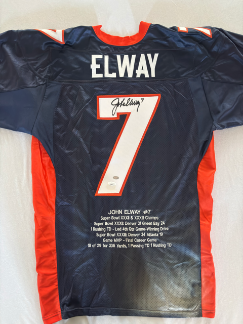 John Elway Achievements Autograph Jersey w/ JSA COA