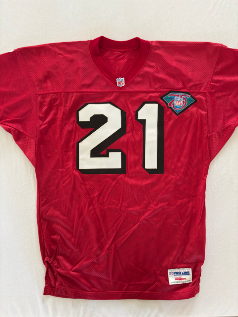 Deion Sanders Vintage 75th Anniversary 49ers Autograph Jersey w/ Beckett COA