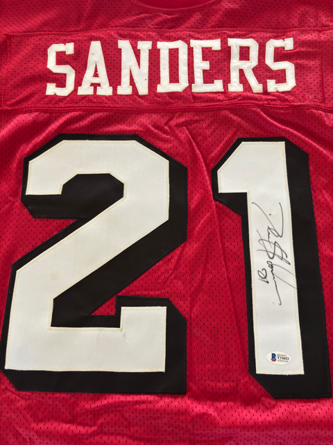 Deion Sanders Vintage 75th Anniversary 49ers Autograph Jersey w/ Beckett COA