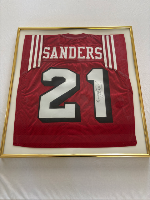 Deion Sanders Framed Autograph 49ers Jersey
