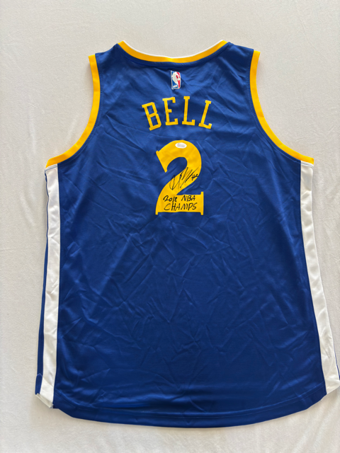 Jordan Bell Autograph Warriors Jersey "2018 NBA Champs" Inscription w/ JSA COA