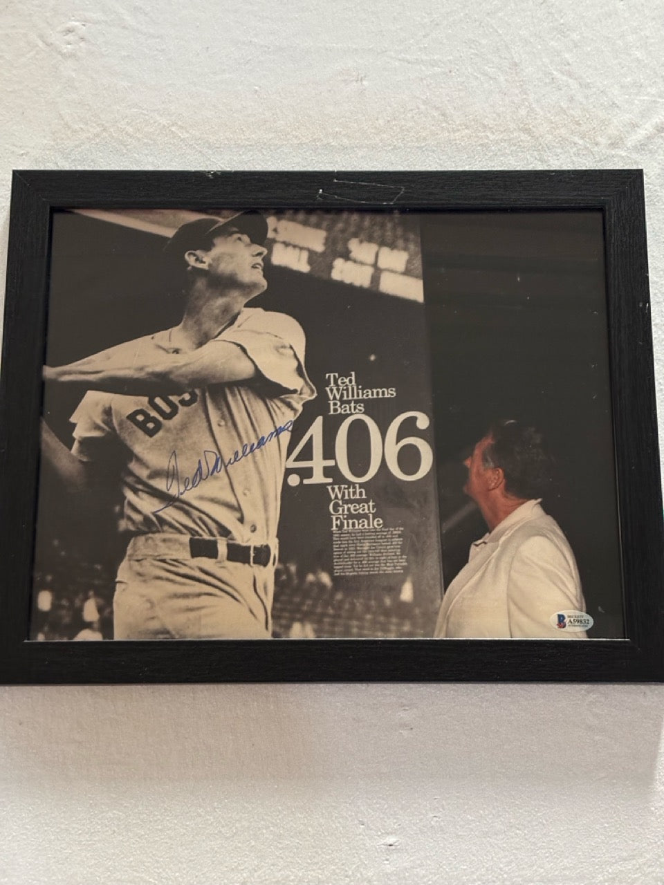 Ted Williams Autograph Photo w/ Beckett LOA