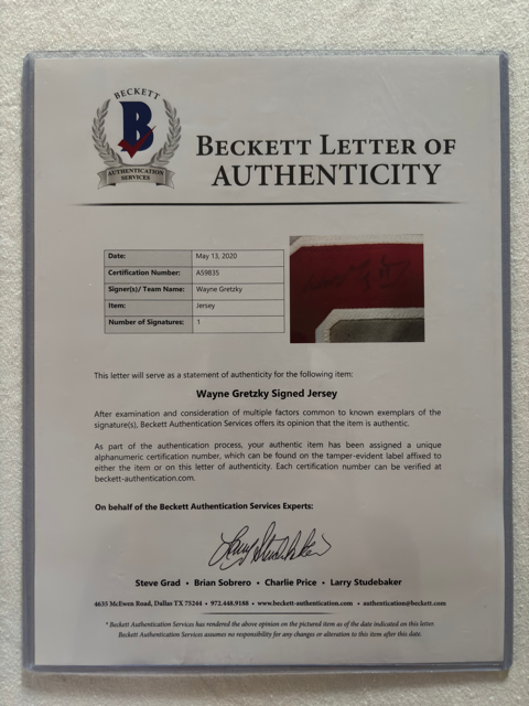 Wayne Gretzky Autographed Rangers Jersey w/ Beckett LOA