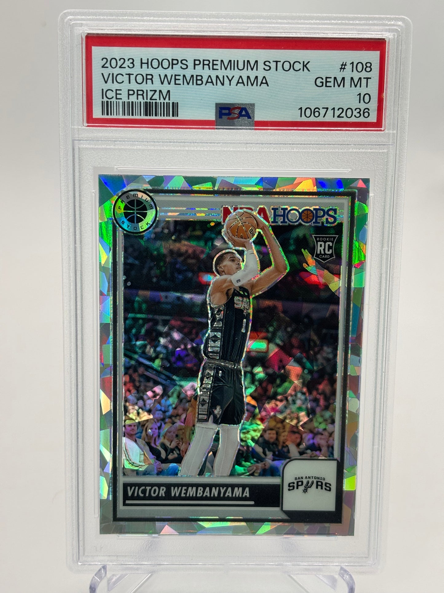 Victor Wembanyama 2023 NBA Hoops Premium Stock Ice Prize PSA 10