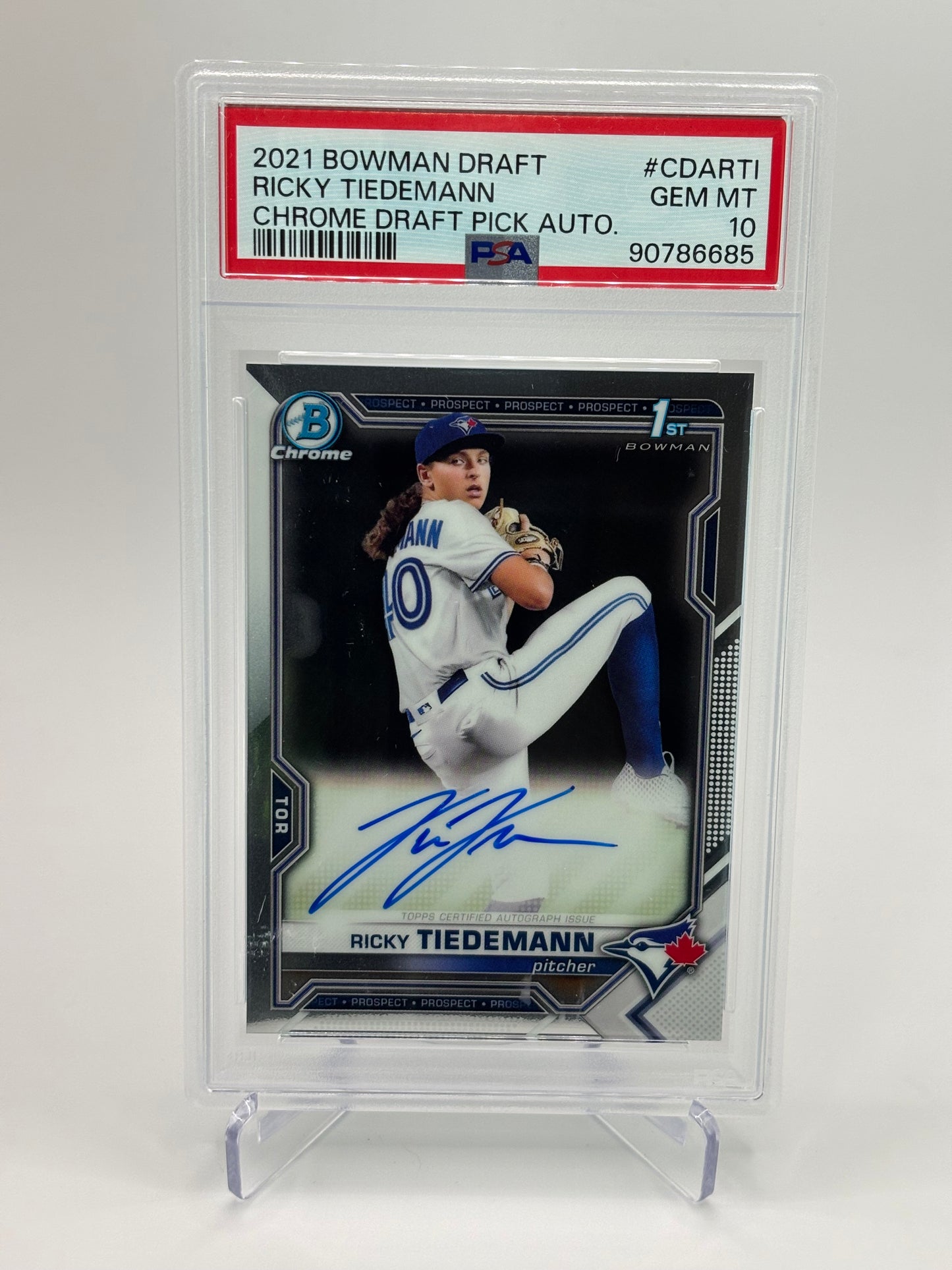Ricky Tiedemann 2021 1st Bowman Draft Chrome Auto PSA 10
