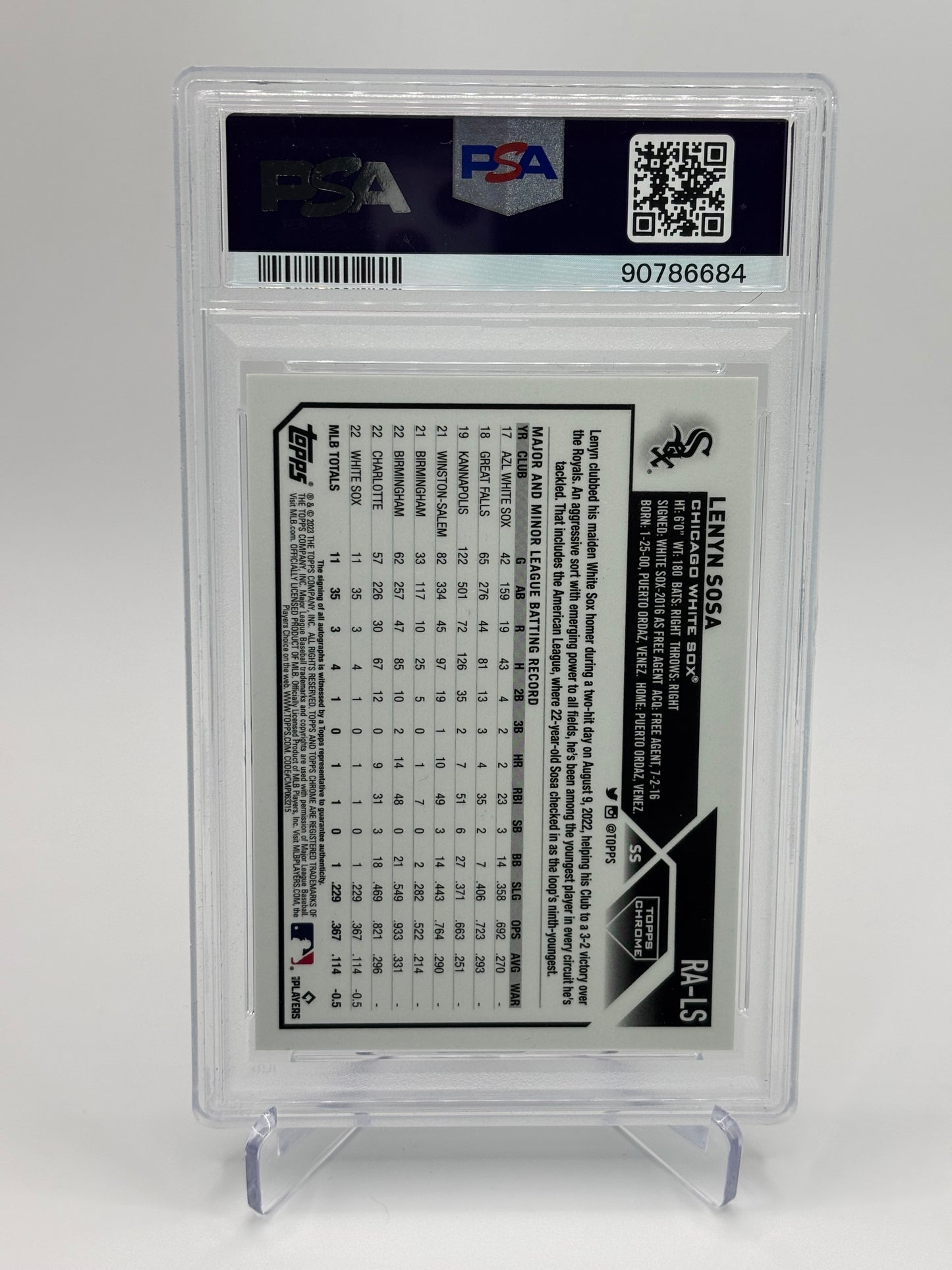 Lenyn Sosa 2023 Topps Chrome RC Auto PSA 10
