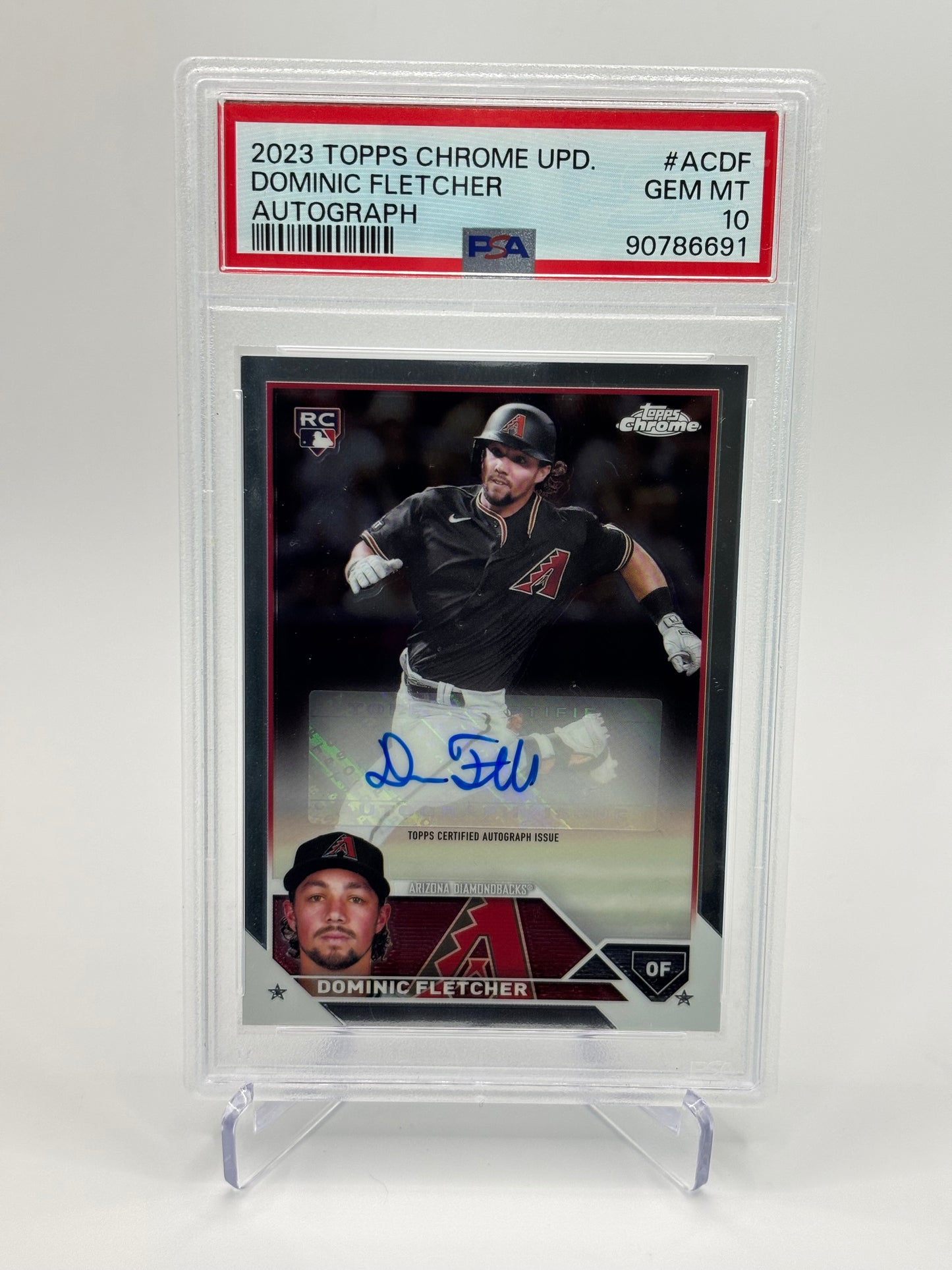 Dominic Fletcher 2023 Topps Chrome Update RC Auto PSA 10