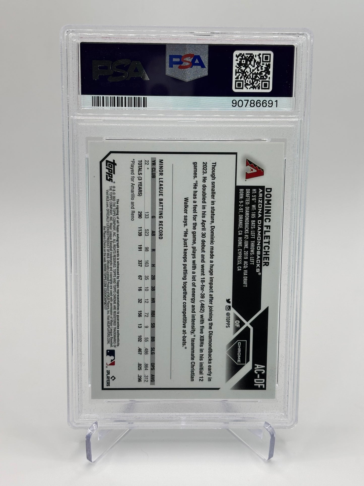 Dominic Fletcher 2023 Topps Chrome Update RC Auto PSA 10