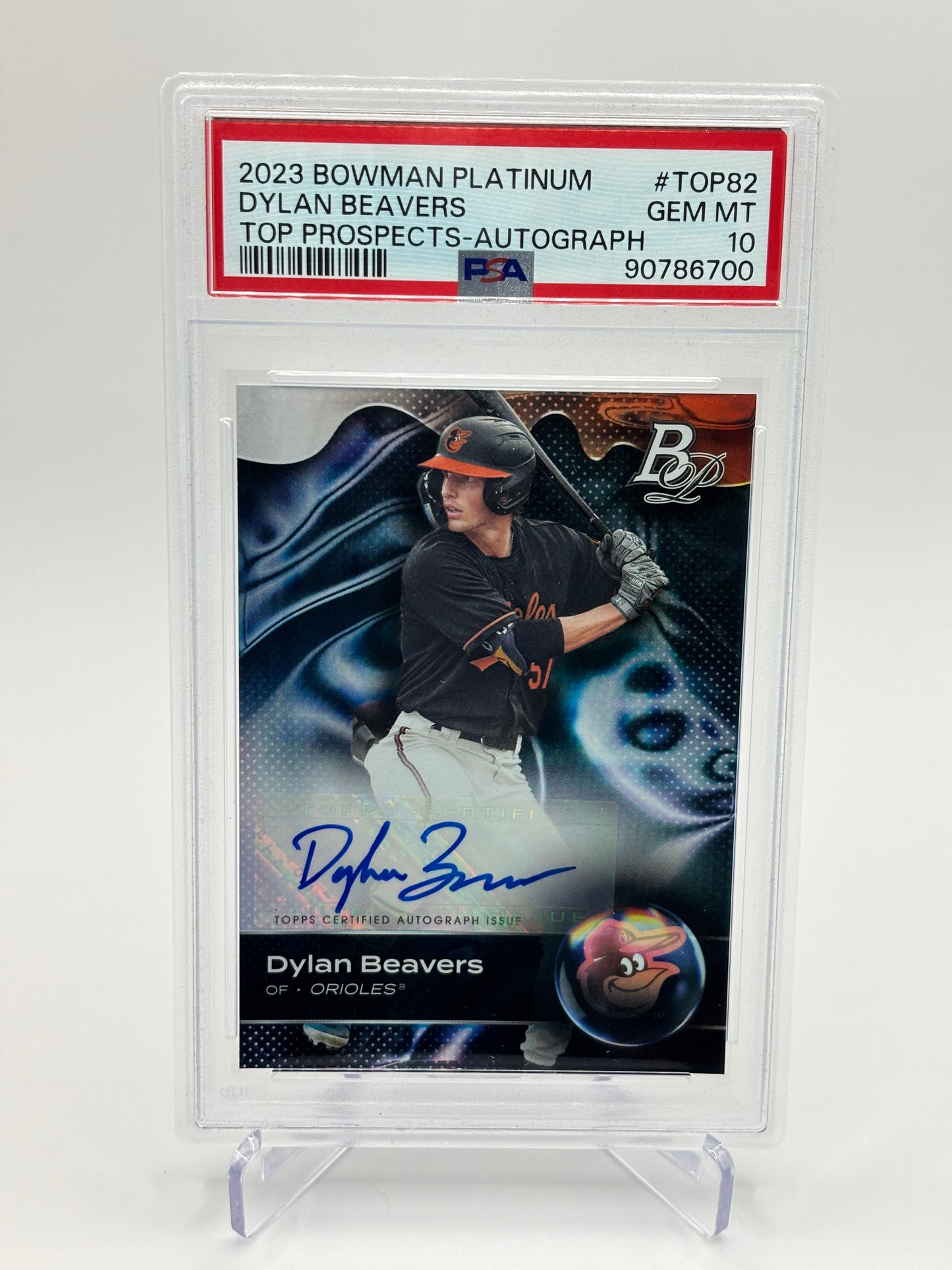 Dylan Beavers 2023 Bowman Platinum Prospect Auto PSA 10