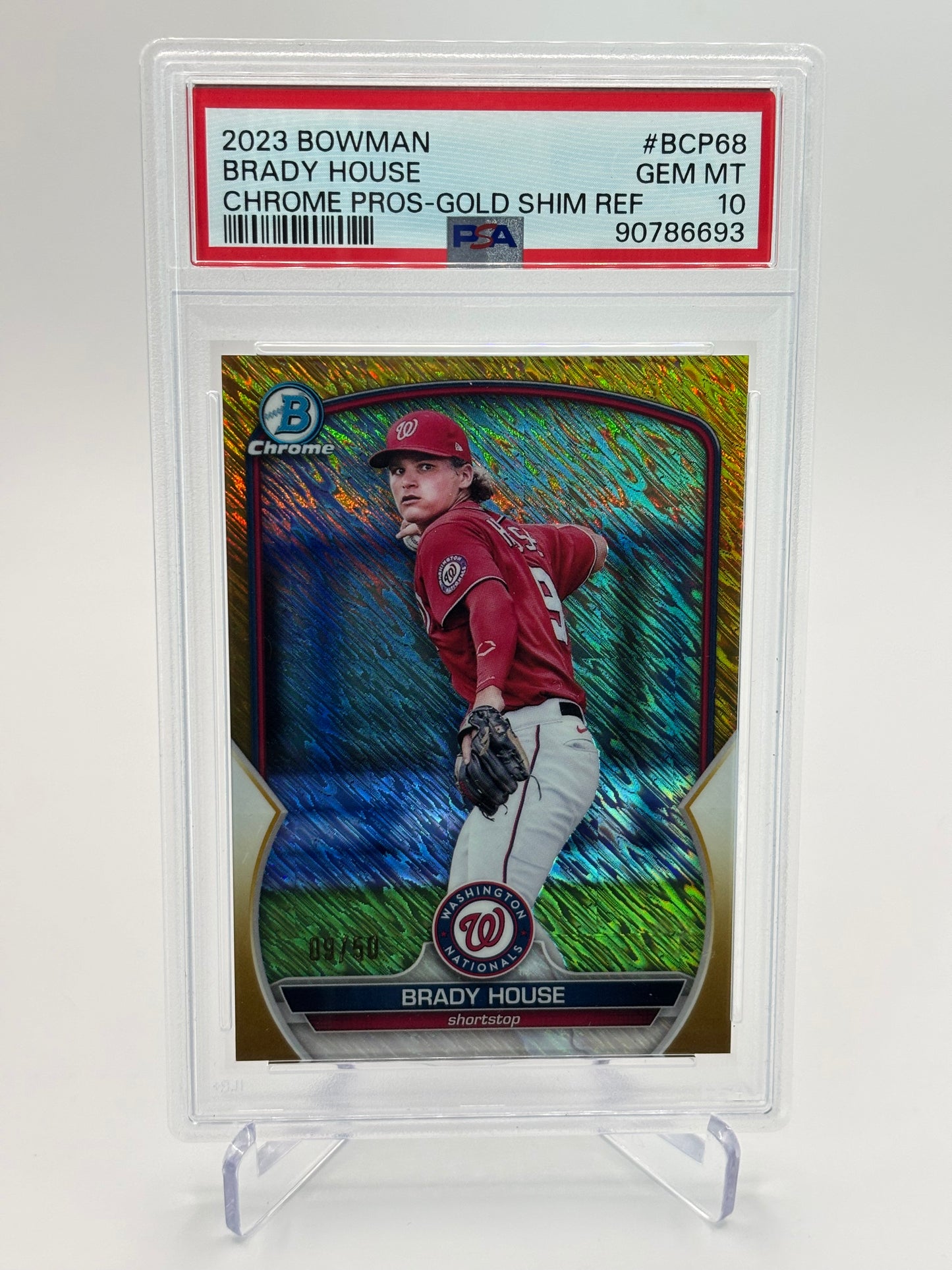 Brady House 2023 Bowman Chrome Gold Shimmer #9/50 PSA 10