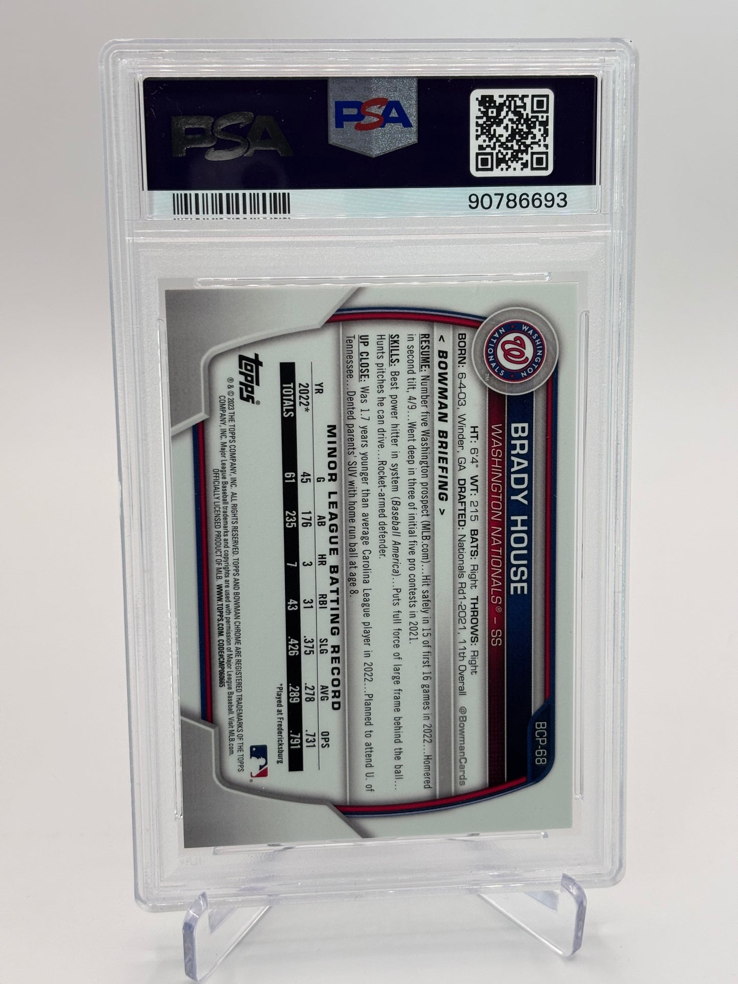 Brady House 2023 Bowman Chrome Gold Shimmer #9/50 PSA 10