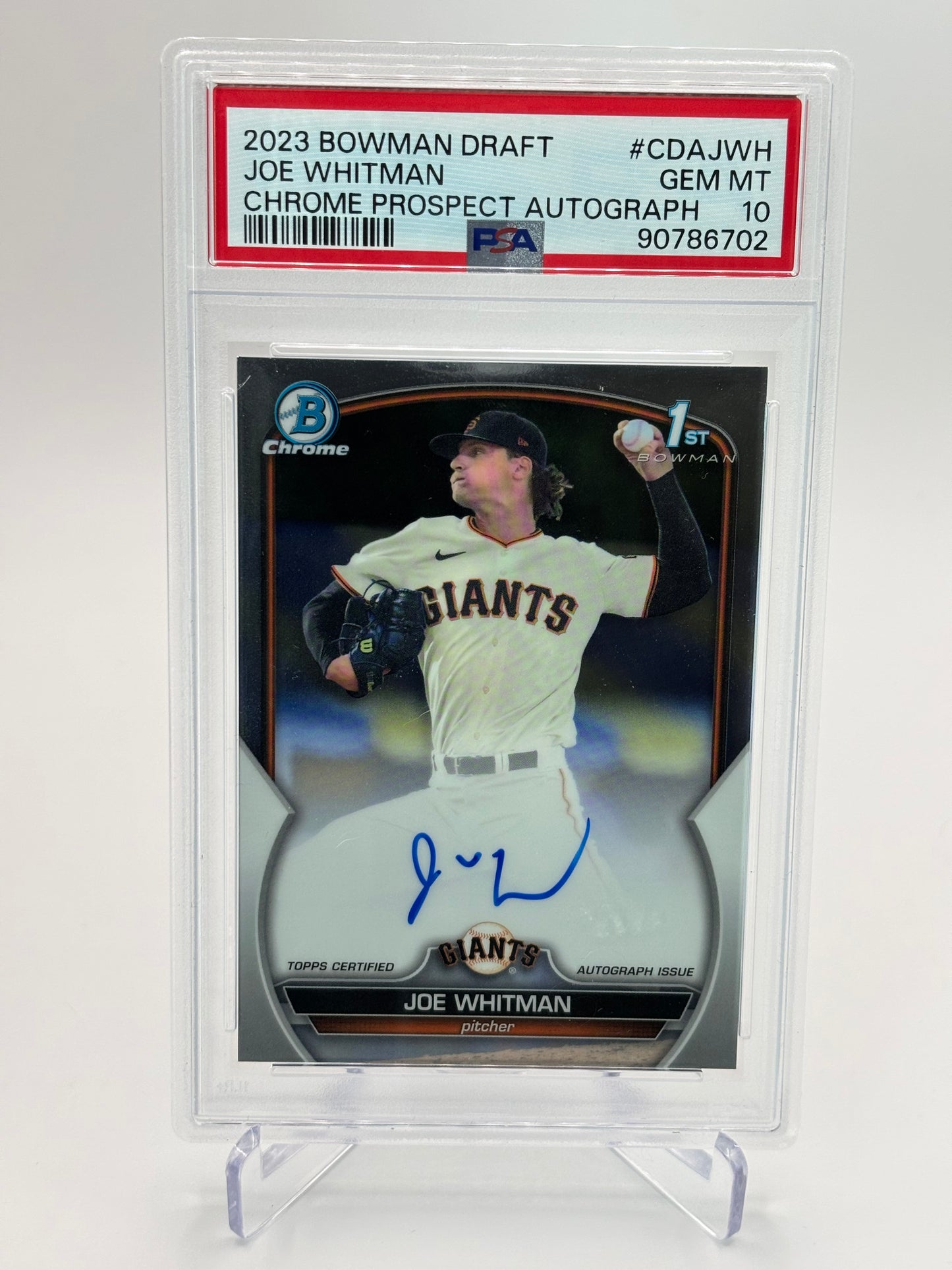 Joe Whitman 2023 1st Bowman Draft Chrome Auto PSA 10
