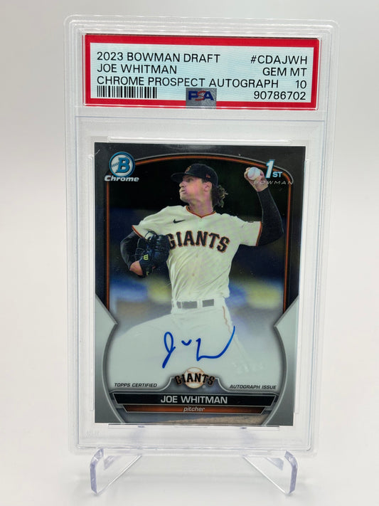 Joe Whitman 2023 1st Bowman Draft Chrome Auto PSA 10