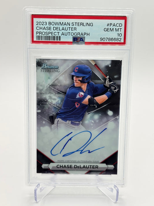 Chase DeLauter 2023 Bowman Sterling Prospect Auto PSA 10