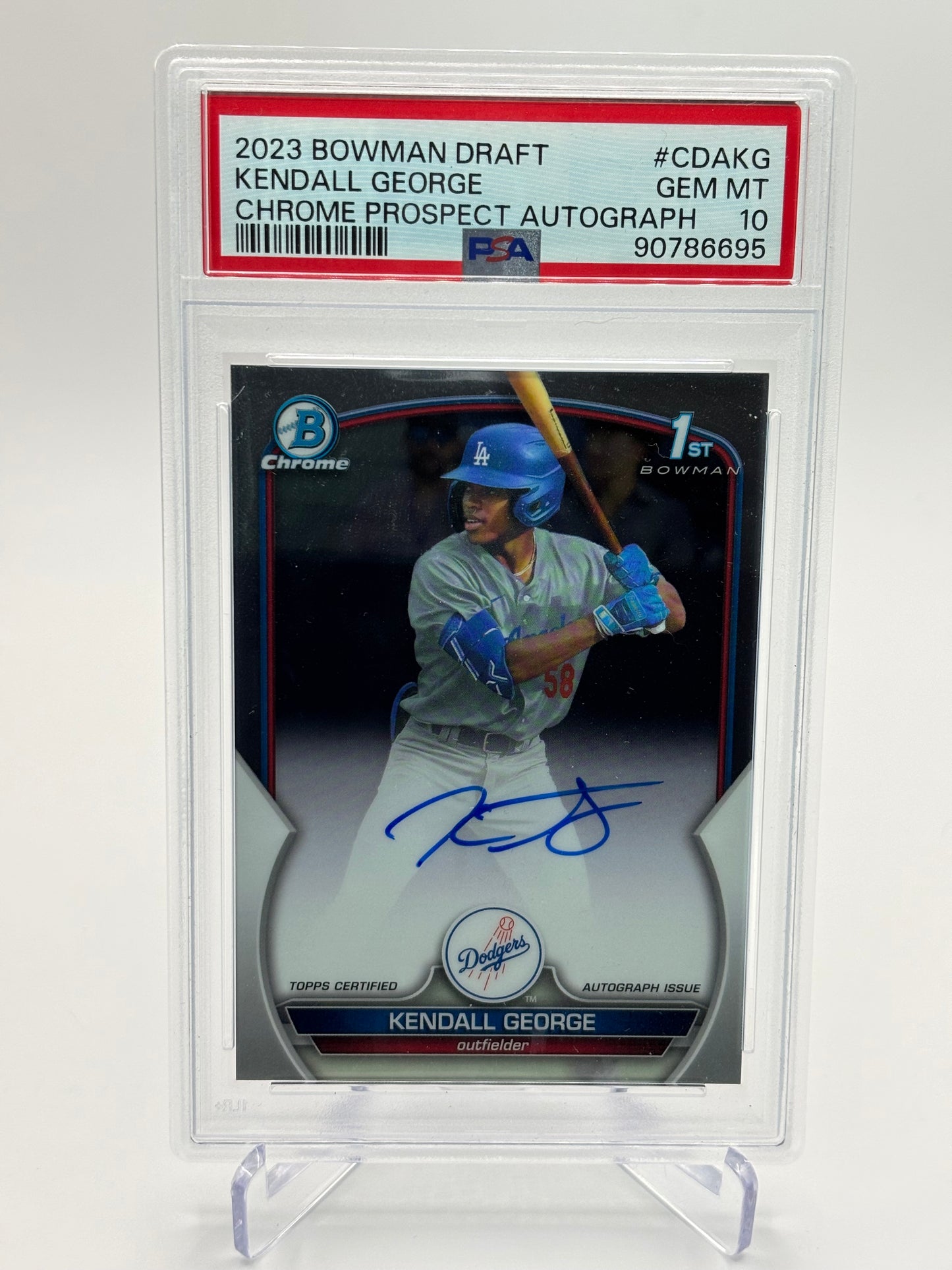 Kendall George 2023 1st Bowman Draft Chrome Auto PSA 10