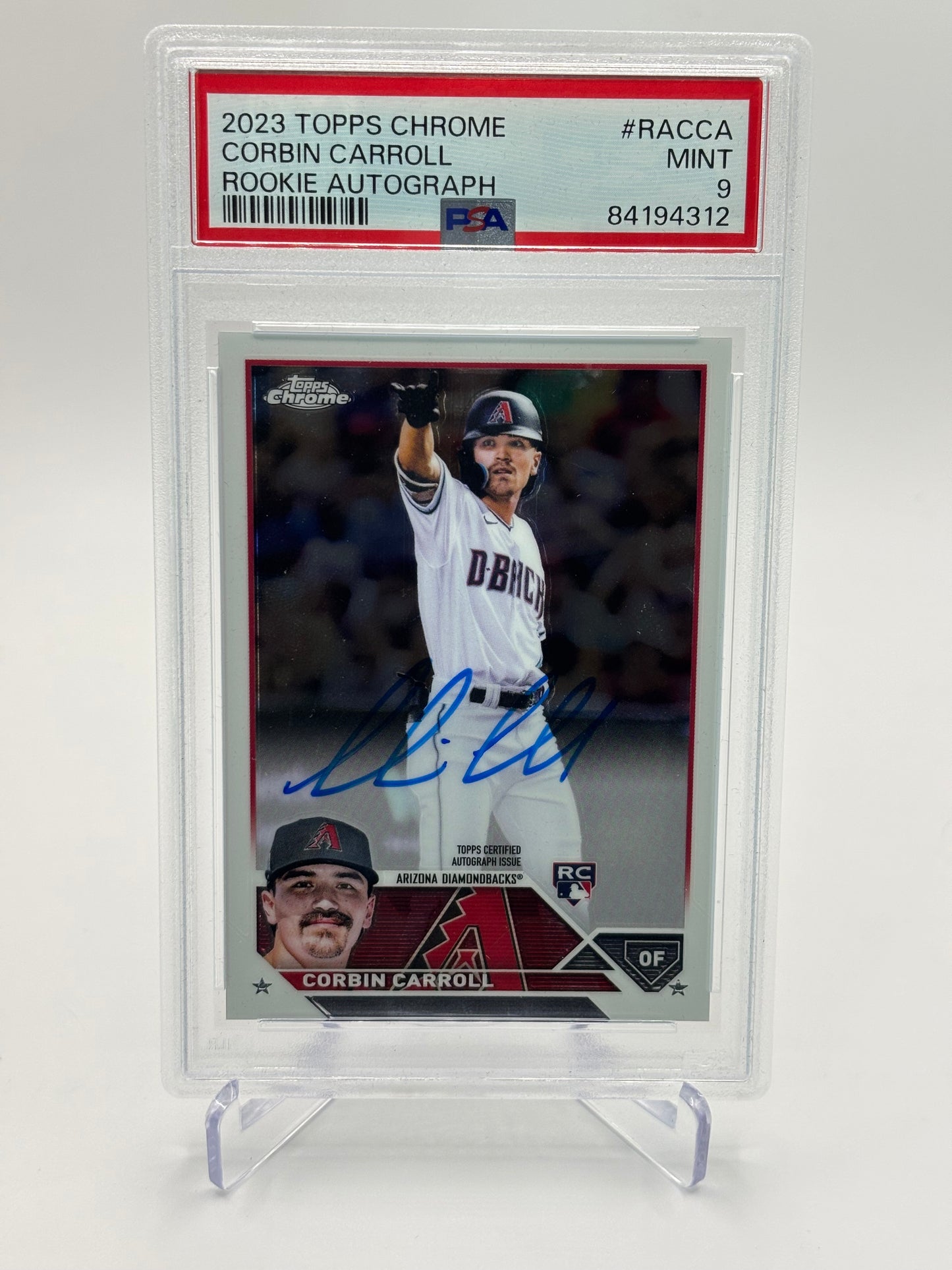 Corbin Carroll 2023 Topps Chrome RC Auto PSA 9