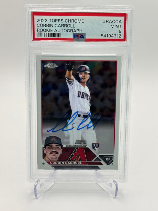 Corbin Carroll 2023 Topps Chrome RC Auto PSA 9