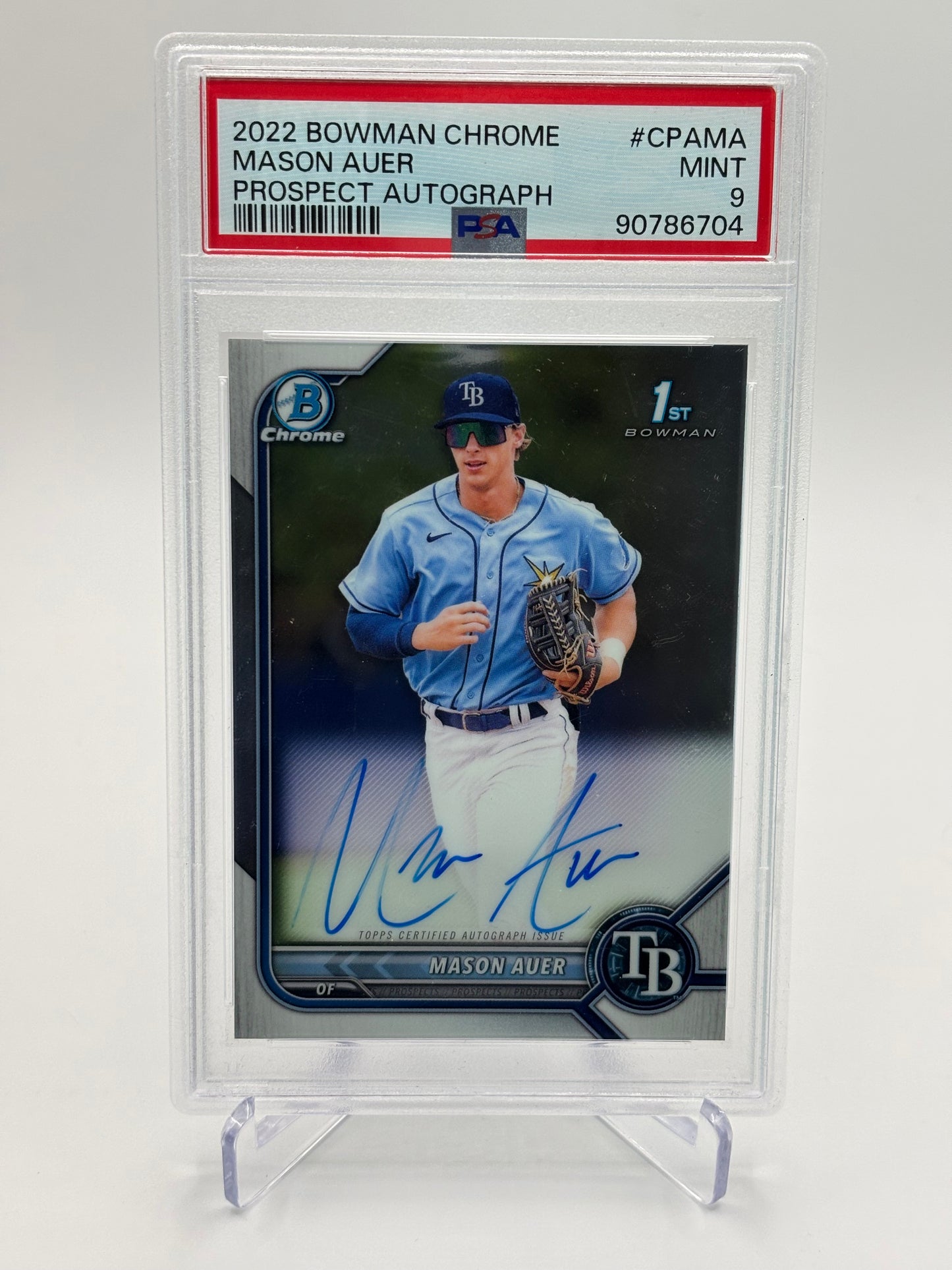 Mason Auer 2022 1st Bowman Chrome Auto PSA 9