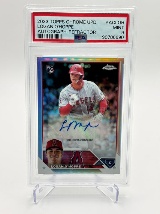 Logan O'Hoppe 2023 Topps Chrome Update Refractor RC Auto #341/499 PSA 9
