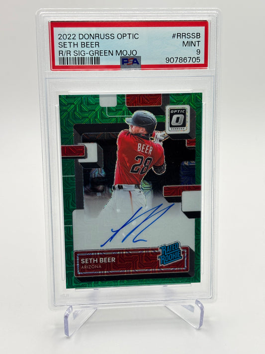 Seth Beer 2022 Donruss Optic Green Mojo RC Auto #63/88n PSA 9