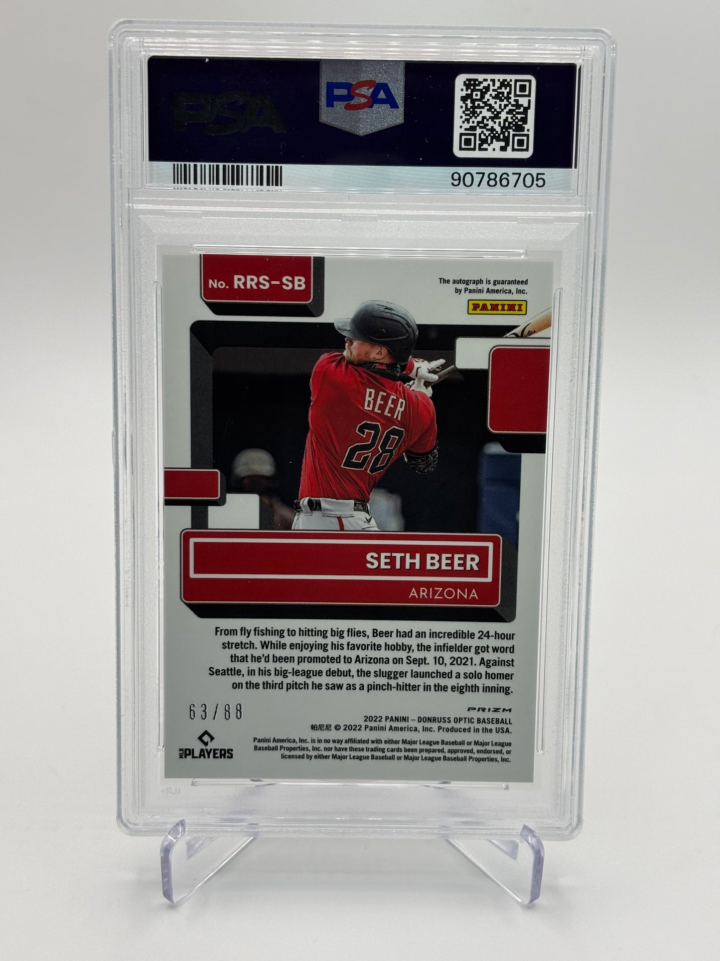 Seth Beer 2022 Donruss Optic Green Mojo RC Auto #63/88n PSA 9