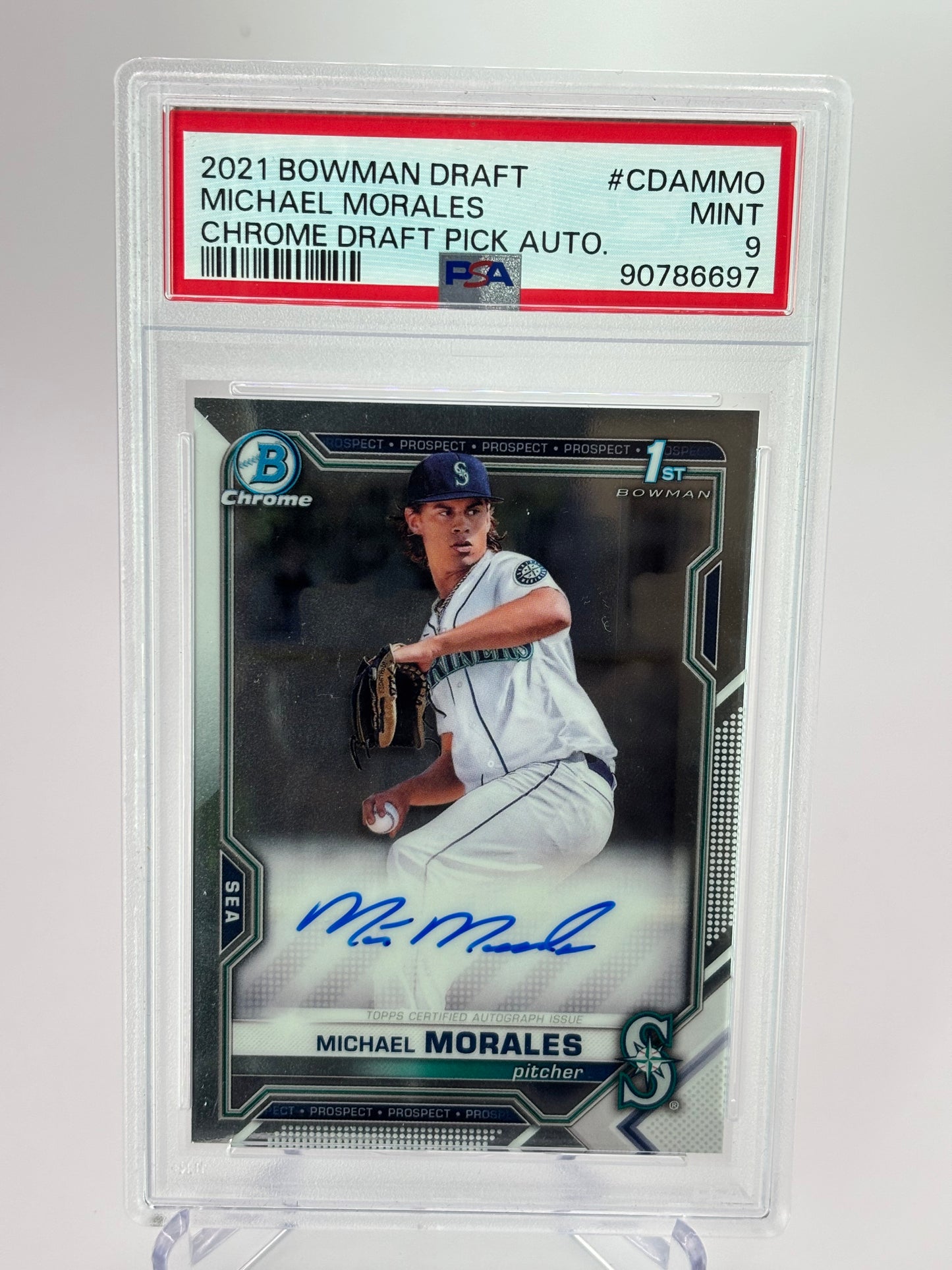 Michael Morales 2021 1st Bowman Draft Chrome Auto PSA 9