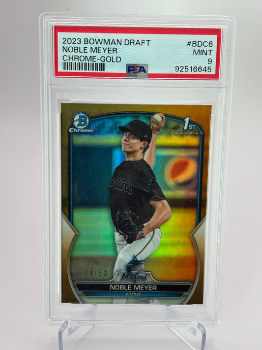 Noble Meyer 2023 1st Bowman Draft Chrome Gold Refractor #44/50 PSA 9