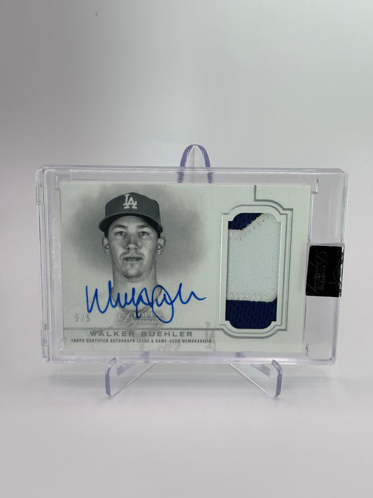 Walker Buehler 2020 Topps Dynasty Dynastic Deed Dual Color Patch Auto #5/5