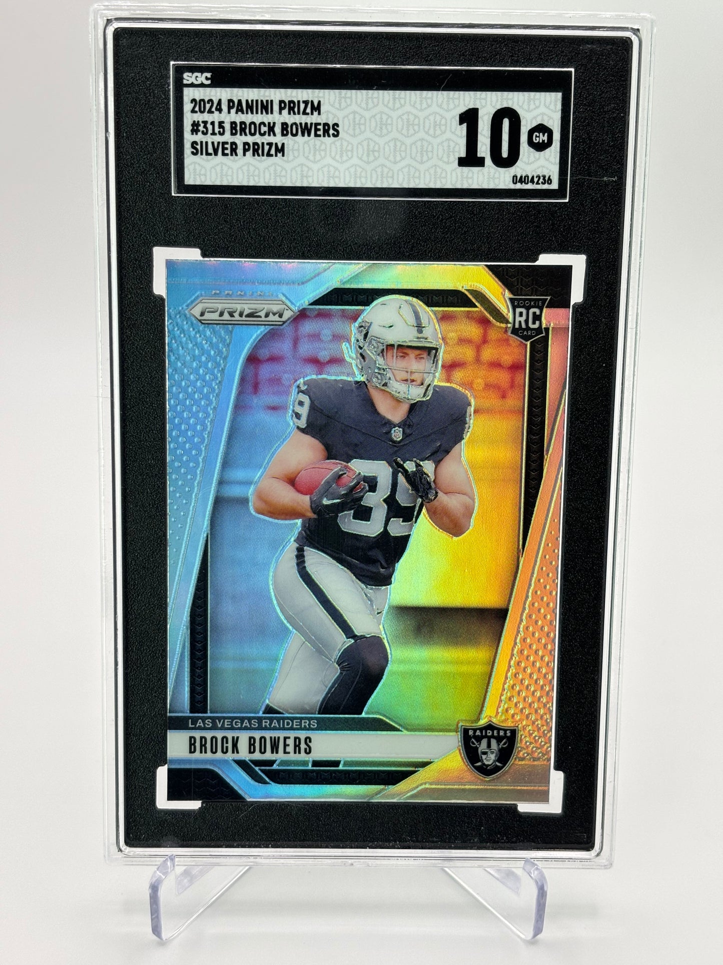 Brock Bowers 2024 Panini Prizm Silver SGC 10