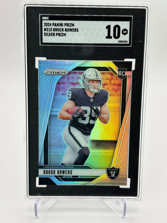 Brock Bowers 2024 Panini Prizm Silver SGC 10