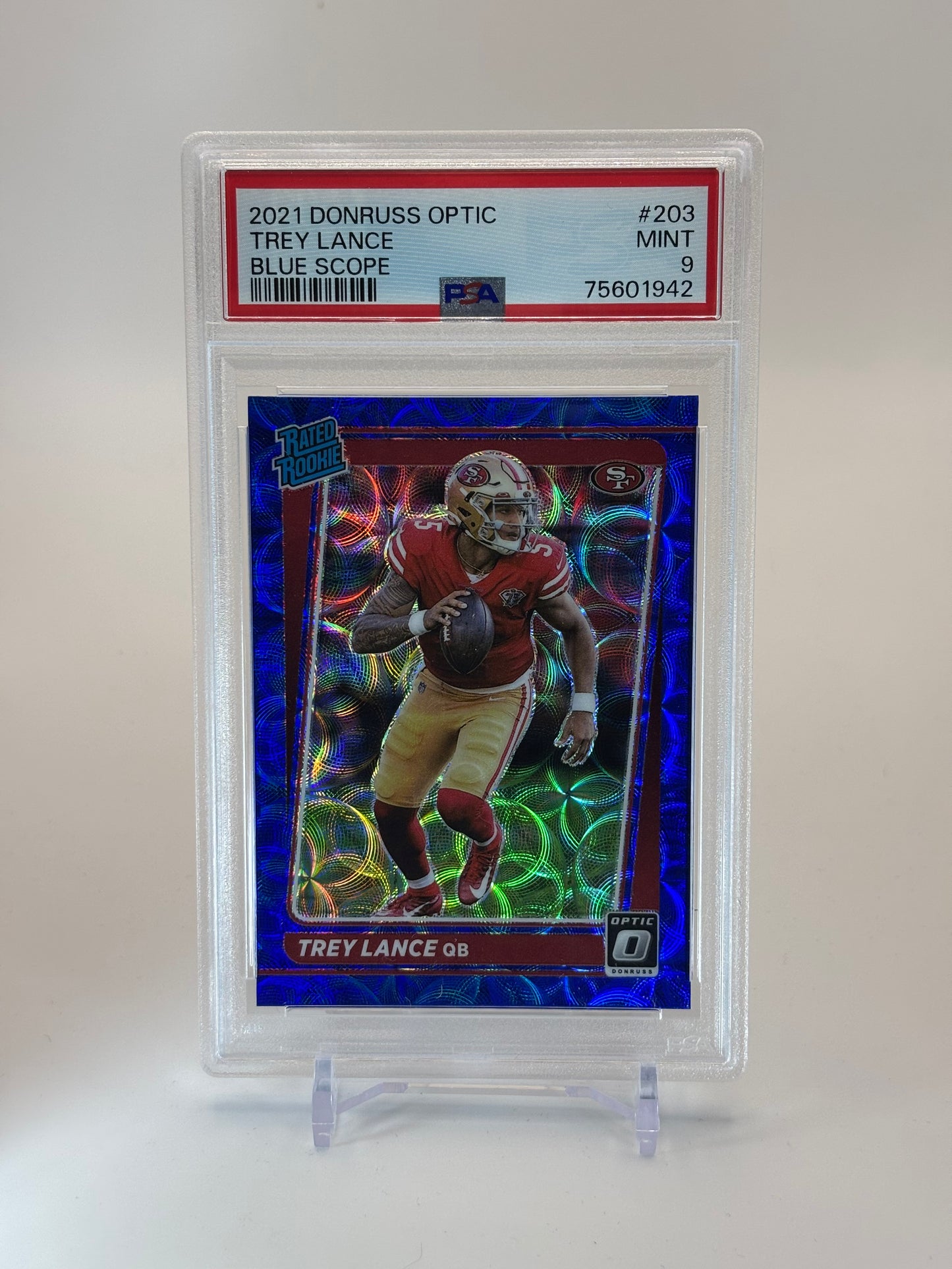 Trey Lance 2021 Donruss Optic Blue Scope PSA 9