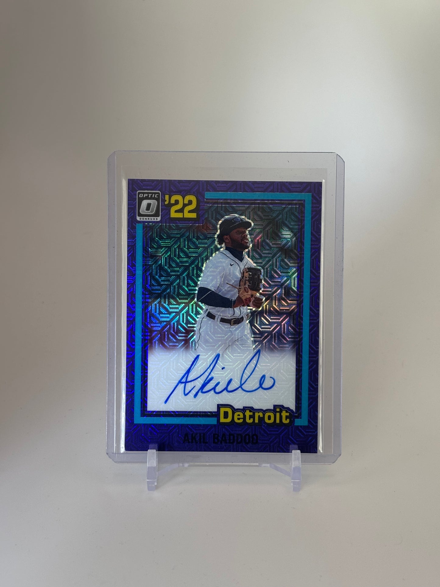 Akil Baddoo 2022 Donruss Optic Retro 1981 Signatures Purple Mojo #19/25