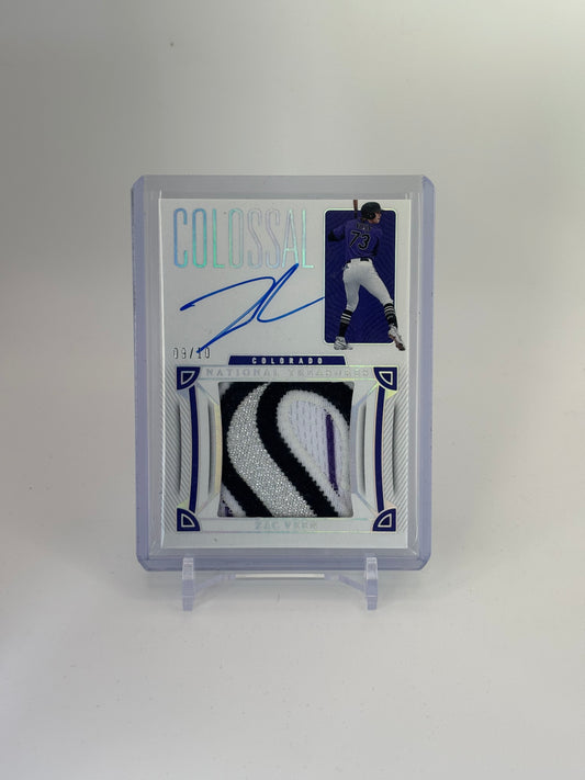 Zac Veen 2023 National Treasure Colossal Material Signatures Holo Silver #9/10