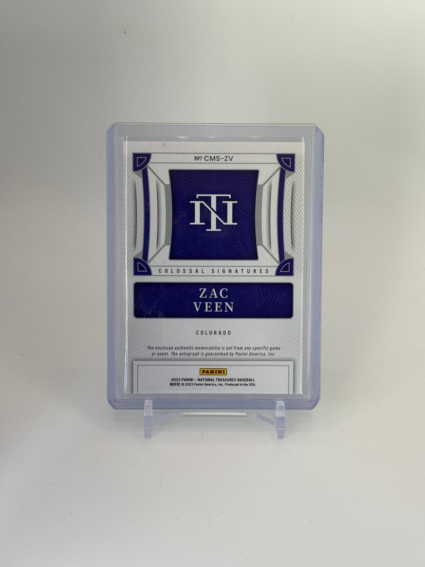 Zac Veen 2023 National Treasure Colossal Material Signatures Holo Silver #9/10