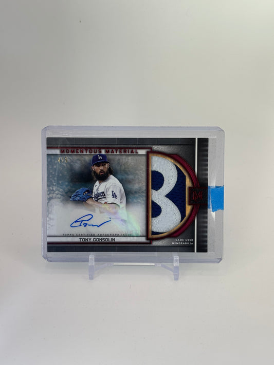 Tony Gonsolin 2023 Topps Museum Collection Momentous Materials Jumbo Patch Autograph #4/5